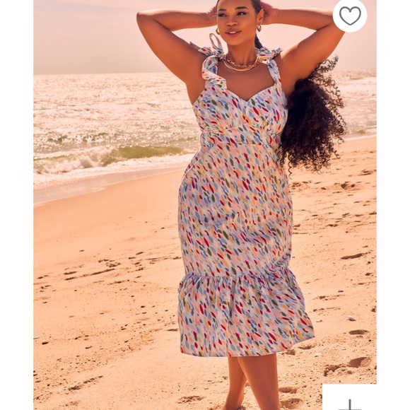 Eloquii Tie Shoulder Structured Dress Colorful size 18 NWT - Picture 1 of 14